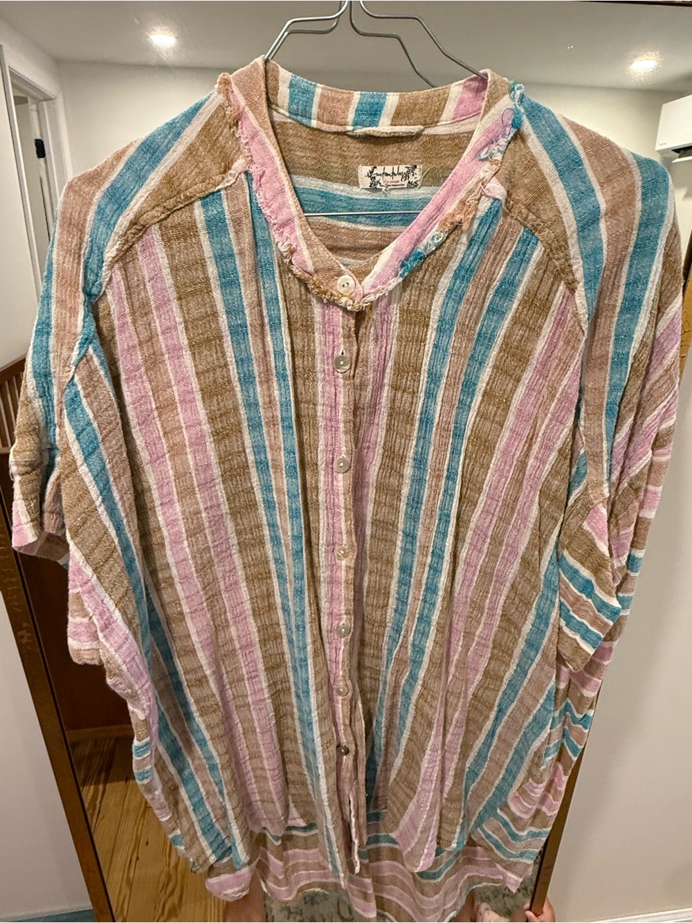 FREE PEOPLE Striped Women’s Swim Coverup in Brown, Pink & Blue